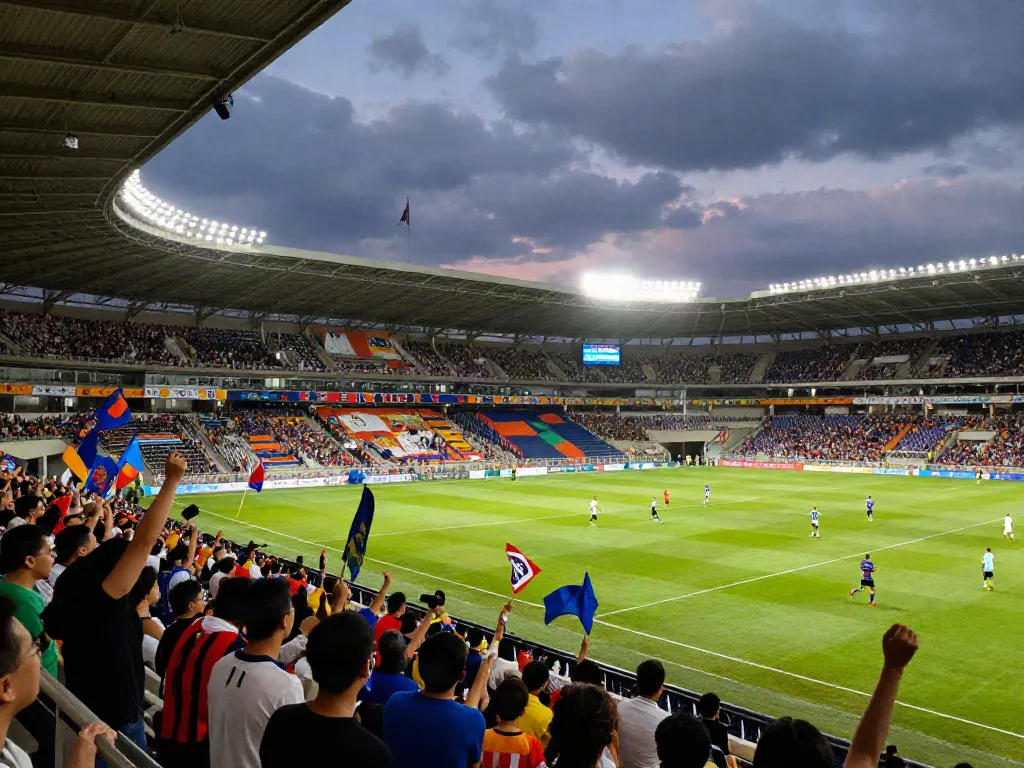 Exciting football match scene highlighting TOP10สนาม with fans, players, and vibrant atmosphere.