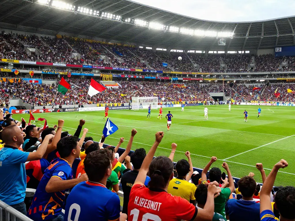 Exciting football match scene showcasing TOP10สนาม with fans cheering and players competing intensely.