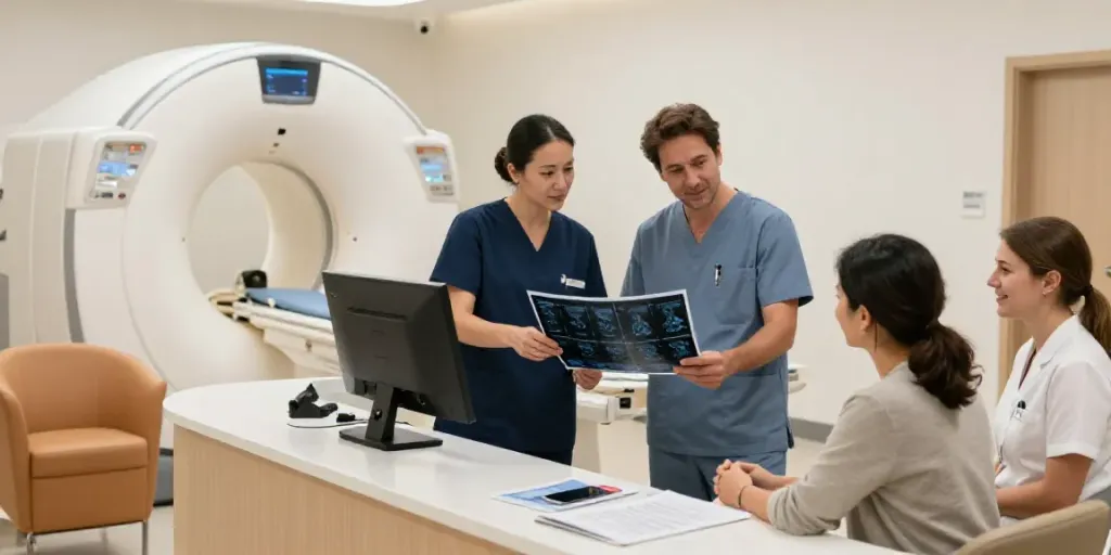 Besuch im Diagnostikzentrum Wolfsburg: modernes Ambiente mit freundlichen Fachkräften.