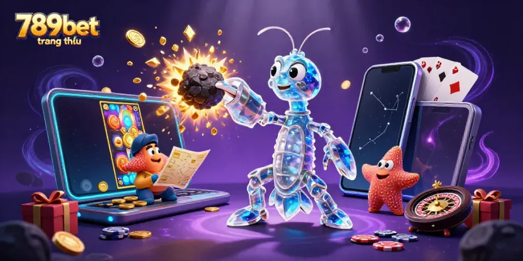 Engaging gameplay action in 789bet trang chủ with galactic characters and casino-themed elements, showcasing an exciting gaming experience