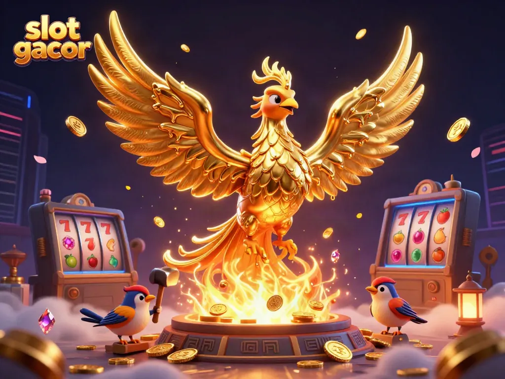 Spin and win on a slot gacor with a golden phoenix and exciting casino elements.