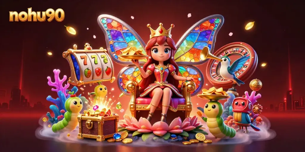Experience the thrilling fantasy of nohu90 casino with our vibrant 3D illustration showcasing exciting slot games.
