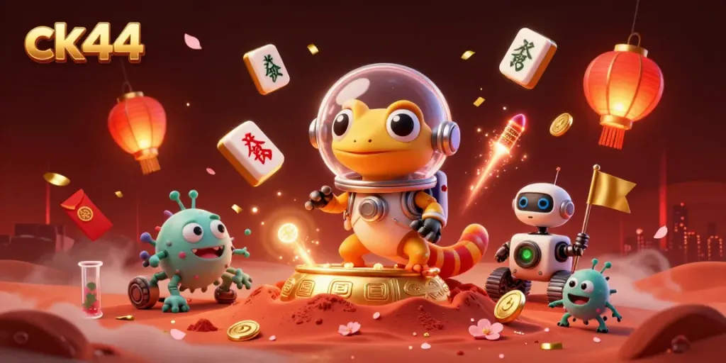 Experience thrill with ck44 as a Martian gecko uncovers a golden casino adventure in Mars sand.