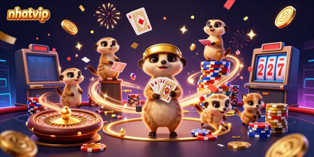 Nhatvip's meerkat casino adventure showcases dynamic gaming action.