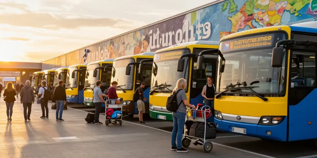 Transport Moldova Olanda - Pasageri la terminalul de autobuz pregătindu-se de călătorie.